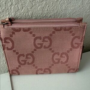 Gucci GG Canvas Zip Wallet Light Pink 5x4 Multiple Zipper Compartments